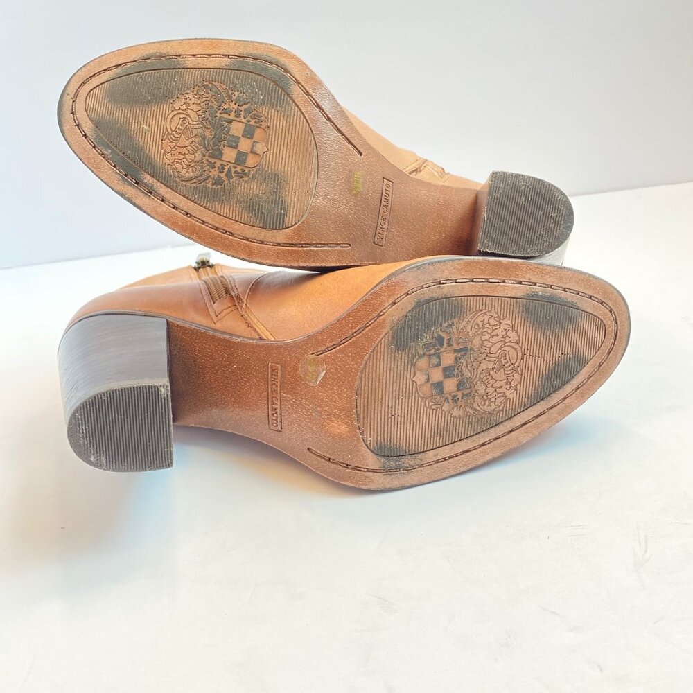 Vince Camuto Womens  Size 7.5  Ankle Booties Tan Leather  3" Block Heel - Picture 10 of 10